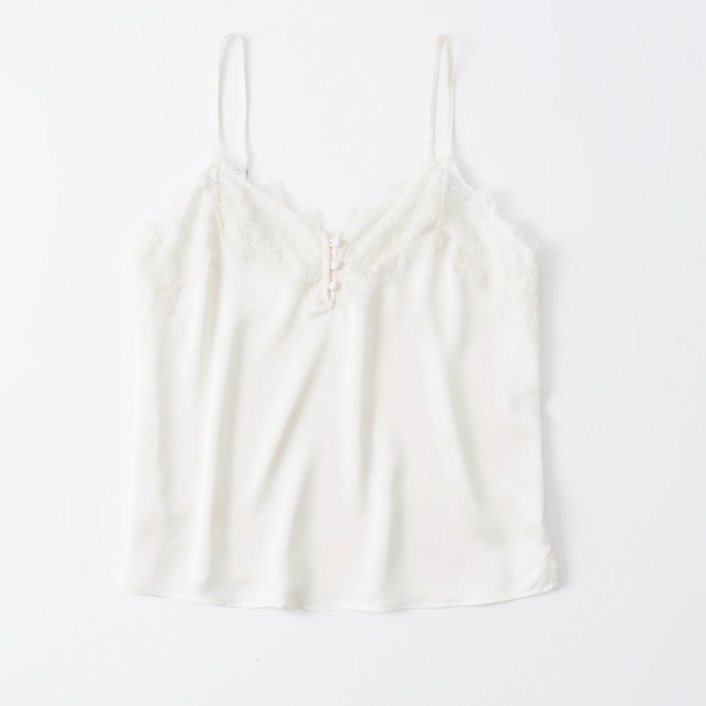 Abercrombie & Fitch Ivory Lace-Trim Camisole